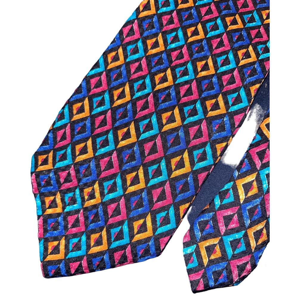 Men’s Lombardo Dallas Texas USA 100% Silk Vibrant Multicolor Neck Tie